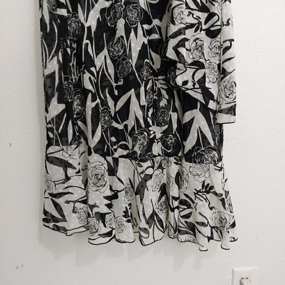 Dark Pink Deconstructed Midi Tea Dress Black White Layered Ruffled Sz US 2 /UK 6 - Picture 12 of 12